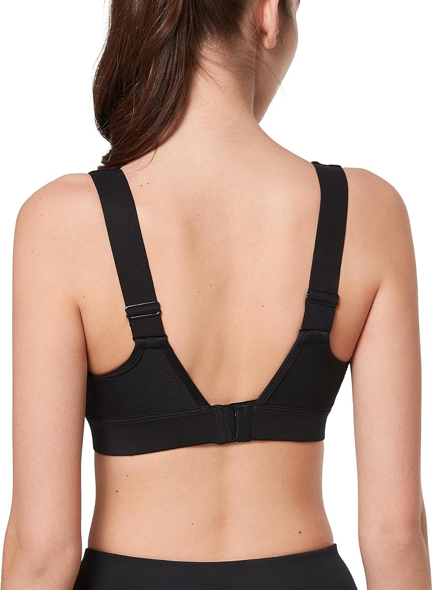 Yvette Adjustable Sports Bra High Support Sewn in Pads | High Impact with Back Hook Eye Closure,Non Removable Molded Cups,Full Coverage,Wireless,Supportive & Comfortable,Gym Workout