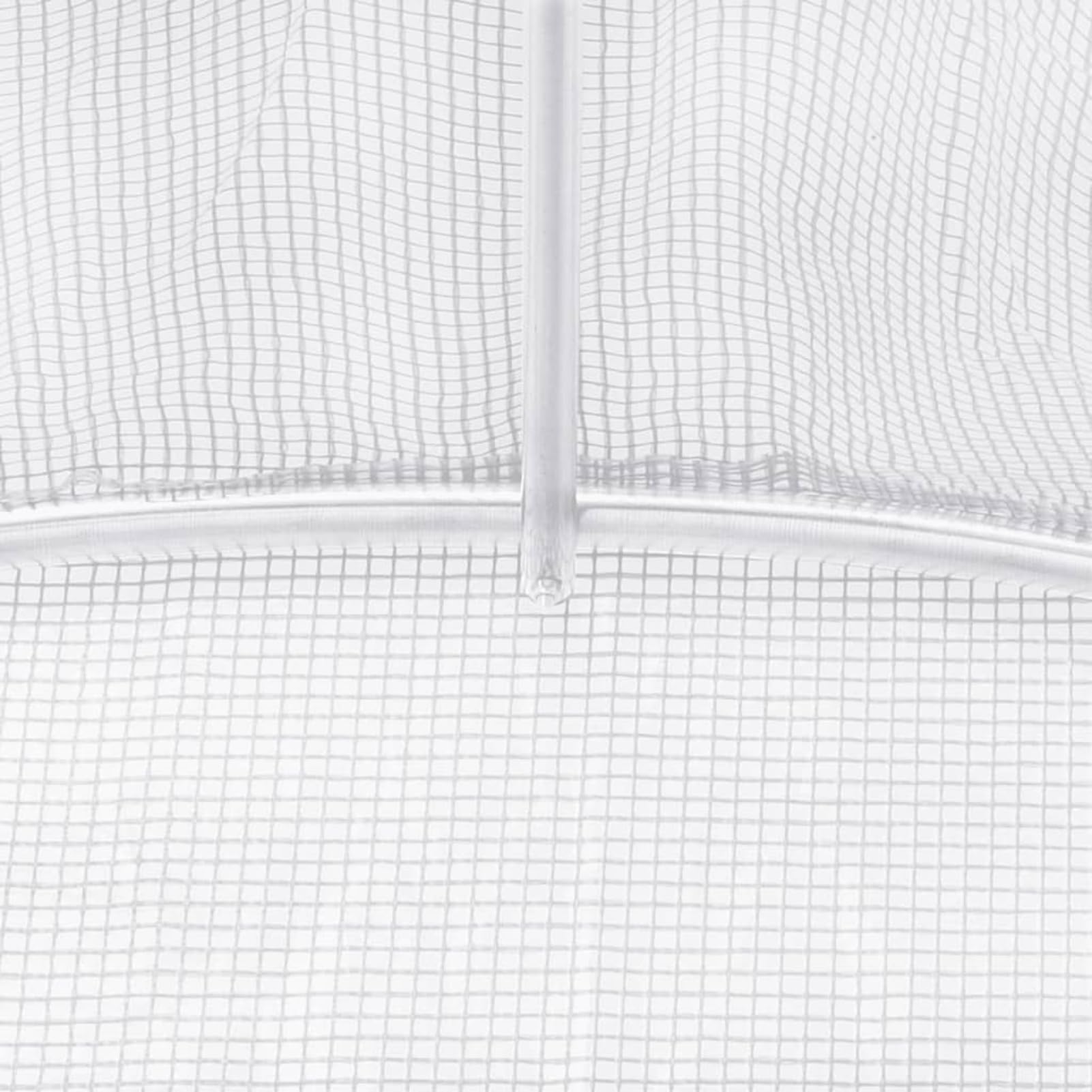 Szklarnia 60 m² ze stali ocynkowanej i 140 g/m² PE 12 x 5 x 2,3 m biała – z drzwiami z zamkiem błyskawicznym i oknami z siatki do uprawy warzyw