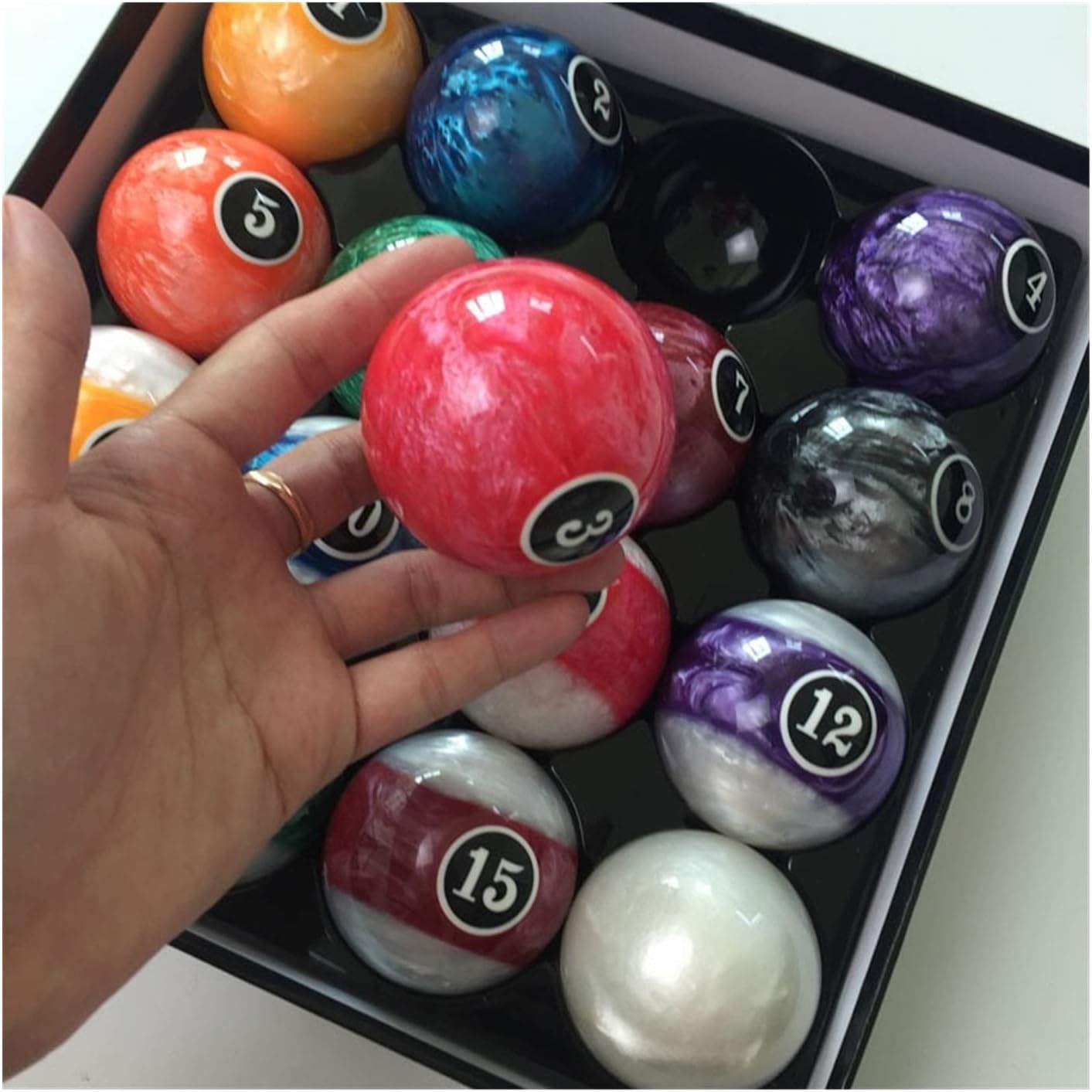 Billiard Balls 57.2mm Resin Pool Complete Set of Balls Standard 2 1/4" Balls Snooker Balls Set