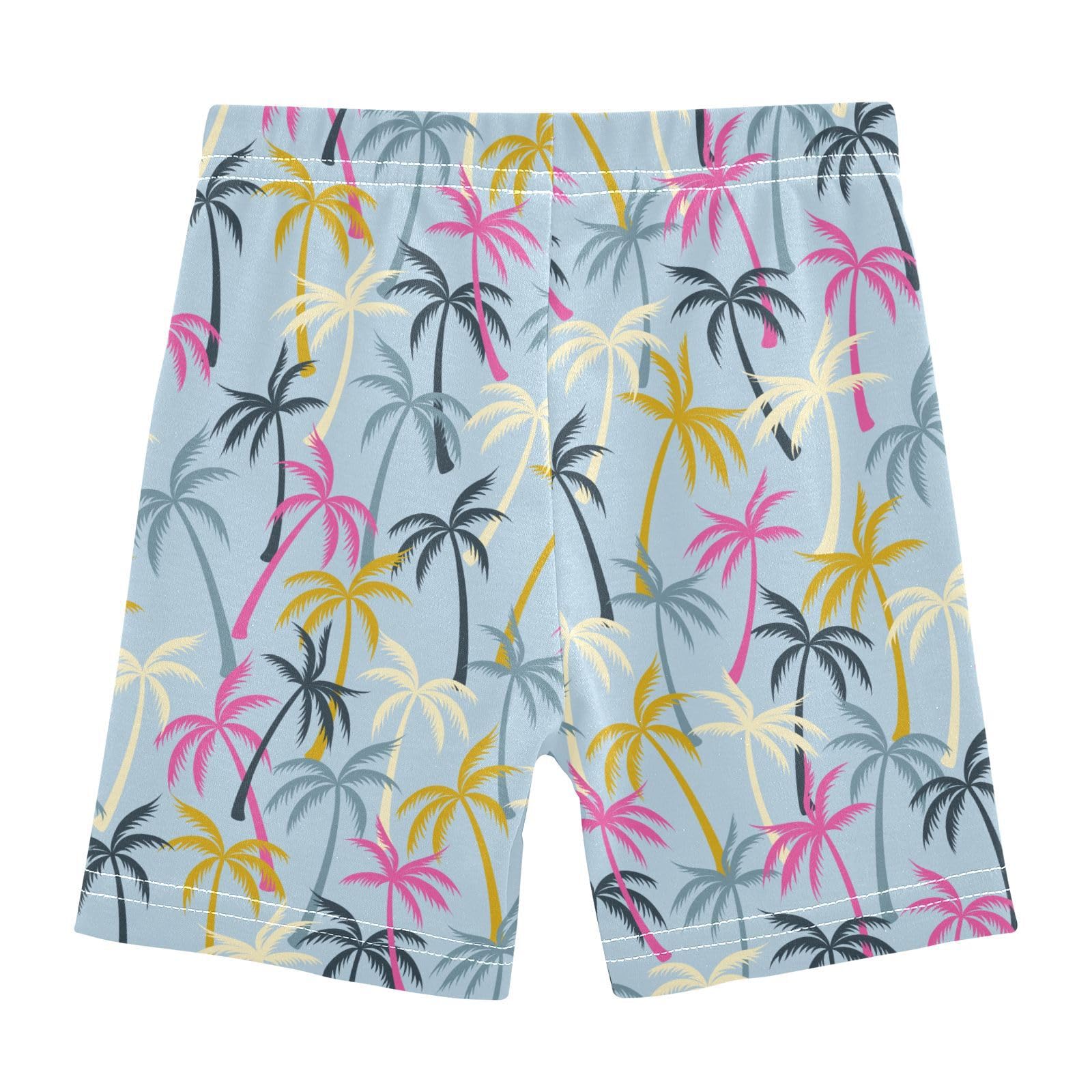 JHKKU Girls Palm Trees Shorts Cotton Cartwheel Bike Kids Biker Under Dress Dance Short Girl Clothes 6T