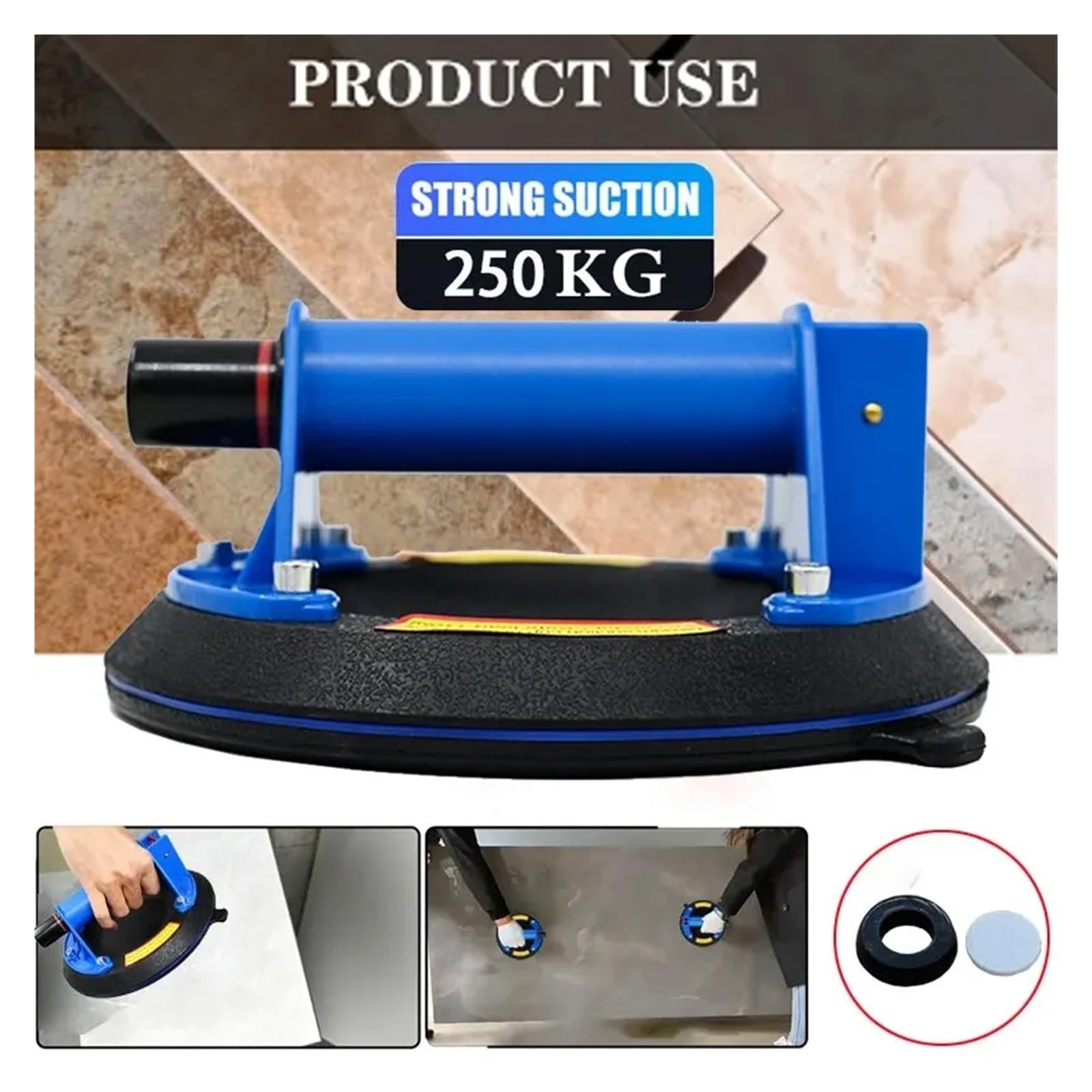 Ventose a vuoto, Ventosa a vuoto da 8 pollici Capacità portante di 250 kg Sollevatore a for carichi pesanti for ventosa sollevamento manuale for piastrelle in granito(2PCS)