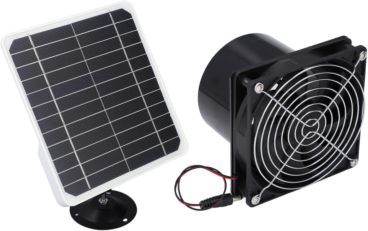Dioche Kit Solar Powered 6.5 Inch Solar Powered Exhaust Fan 50W 12V ABS Construction Monocrystalline Silicon Panel Kit for Pet House Ventilation