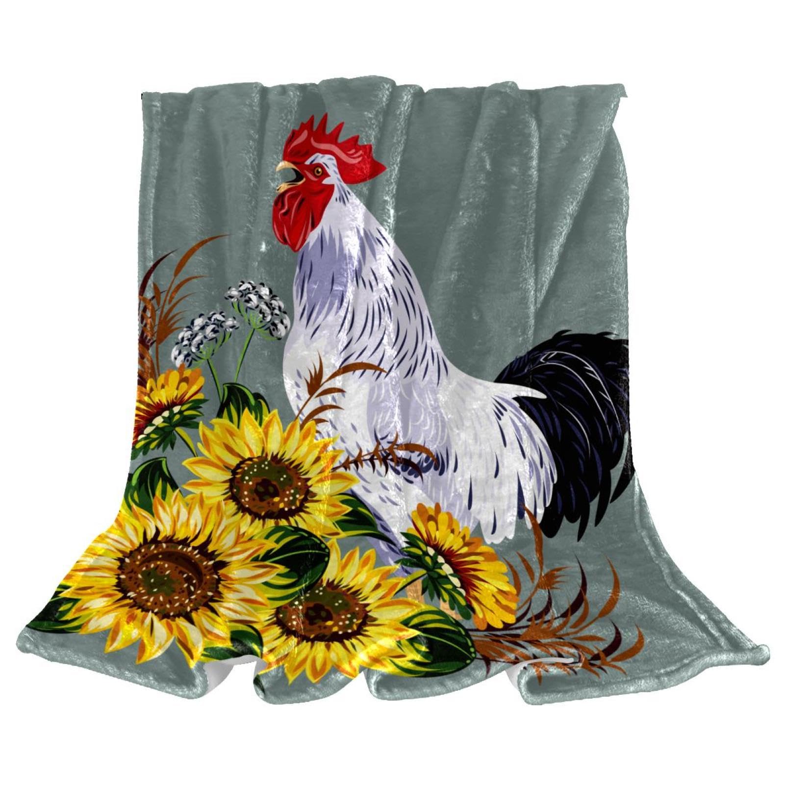 Plaid coq tournesol couverture chaude idéale pour vos soirées cocooning sur le canapé