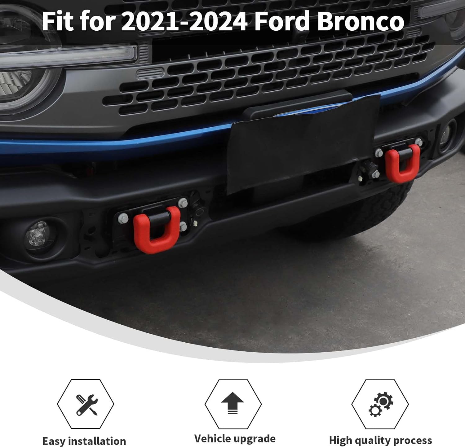 Linskip for Capable Steel Bumper Tow Hook Covers Fit for 2021-2026 Ford Bronco Accessories, Tow Hook Rubber Sleeve Protectors for Bronco Exterior Accessories(Red)