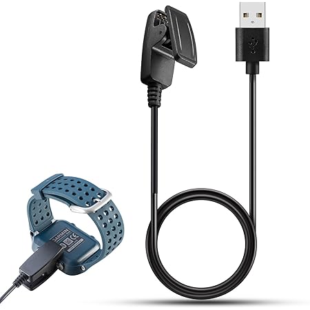 INF Clip-Ladegerät für Garmin Forerunner 235/735XT/630/645/230/Vivomove/Ap Ladegerät Garmin, schwarz