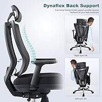 Vista 3 de OdinLake Ergonomic Office Chair Mesh - Seat Depth Adjustable Home Office Desk Chairs High Back with Lumbar Support - Computer Swivel Task Chair with