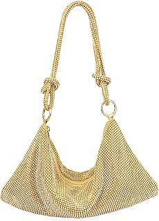 Rhinestone Crossbody Bag for Women Silver Clutch Bag, Shiny Crystal Dinner Party Wedding Purses Handbag, Female Underarm Diamante Shoulder Bags for Wedding Prom Cocktail Party Evening Bag
