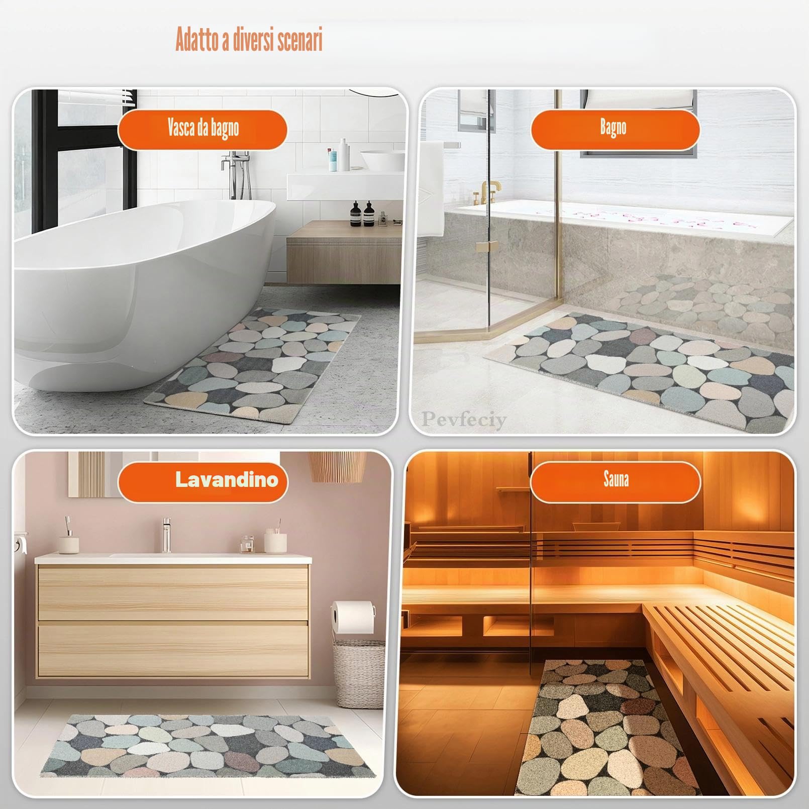 Tappetino doccia antiscivolo 80x120 cm Stile contemporaneo Tappeto doccia antiscivolo Morbido e confortevole PVC Tappeto antiscivolo doccia, alta permeabilità all'acqu