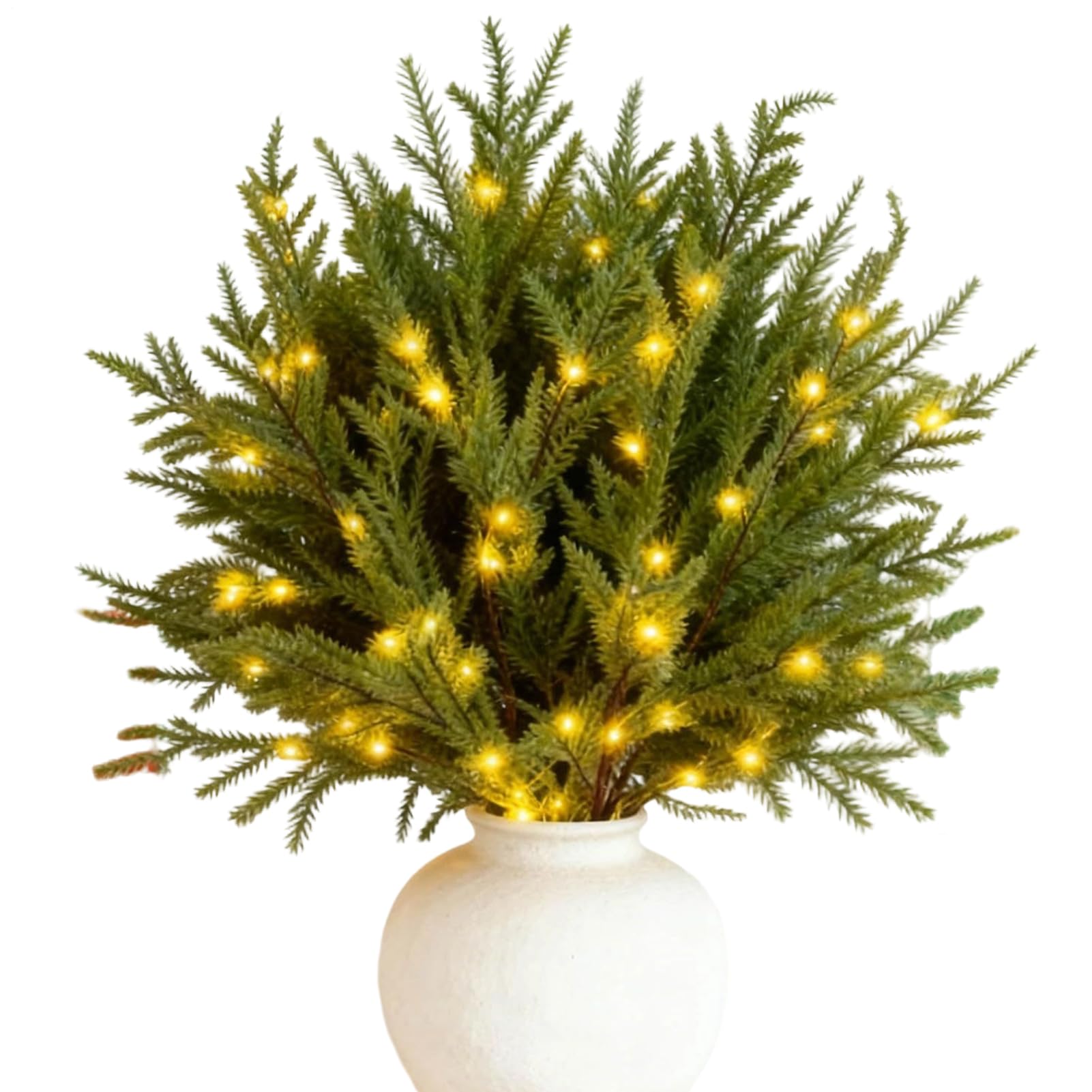 Branches de pin artificielles lumineuses pour décorer sans perdre d'aiguilles
