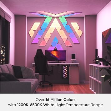 Nanoleaf Shapes Triangle Expansion Pack, 3 Additional Smart Light Panels LED RGBW - Modular Wi-Fi Colour Changing Wall Lights, Works with Alexa Google Assistant Apple Homekit, for Room Decor & Gaming