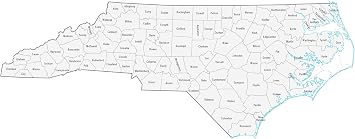 North Carolina County Map - Large MAP Vivid Imagery Laminated Poster Print-20 Inch by 30 Inch Laminated Poster With Bright Colors And Vivid Imagery