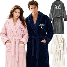 Personalized Robes for Couples, Custom Name Embroidered His Hers Bathrobes