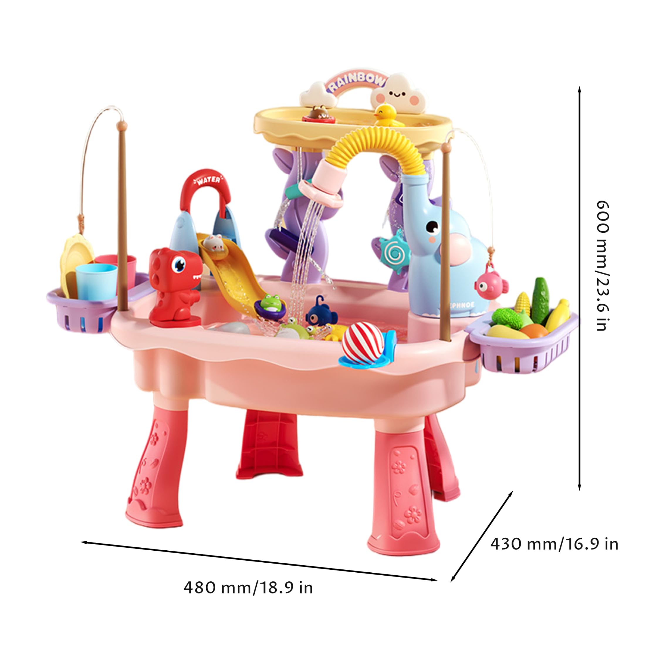 Wassertisch für Kinder, Wasserspieltisch für Kleinkinder, doppelschichtiges 6-in-1-Sandspielzeug mit Umlaufsystem, Rutsche und Angelspiele |.Sensorische Spielzeuge und Spiele für Kinder