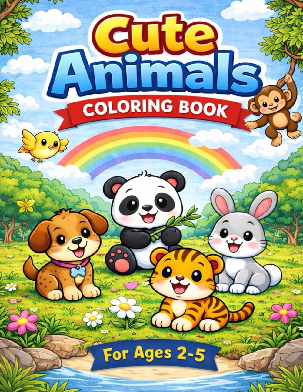 Cute Animals Coloring Book: For Toddlers Ages 2–5