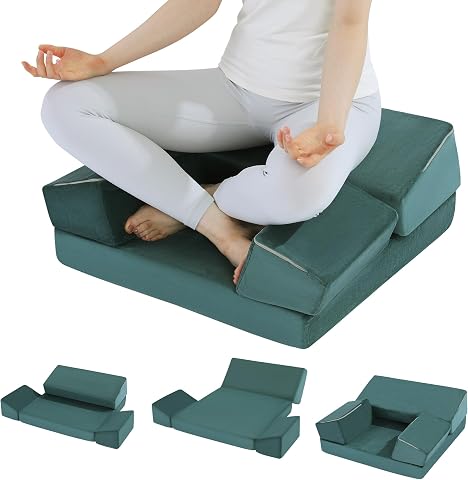Large Meditation Cushion Foam Meditation Pillow for Sitting on Floor with Knee Cushions and Hip Support