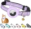 Airtag Cat Collar,Reflective Cat Tracker Collar with Air Tag Holder and Safety Elastic Band,Breakaway GPS Collars for Girl Boy Cats,Kittens and Puppies Purple, Extra Small