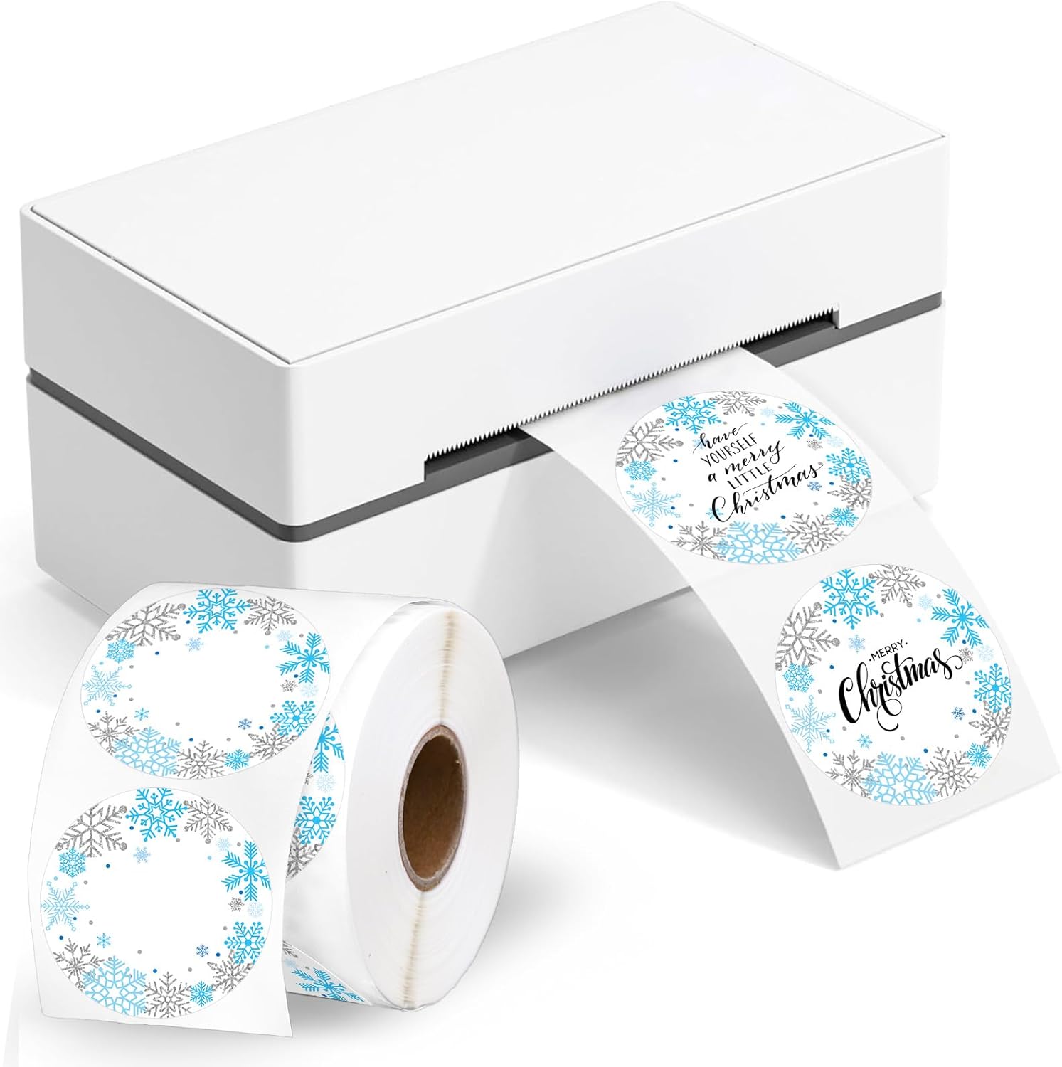 Whaline Winter Christmas Direct Thermal Labels Stickers Blue Silver Snowflake Self-Adhesive Printer Decals for Xmas Holiday DIY Candle Name Tag Logo Design, 500 Pcs - Image 7