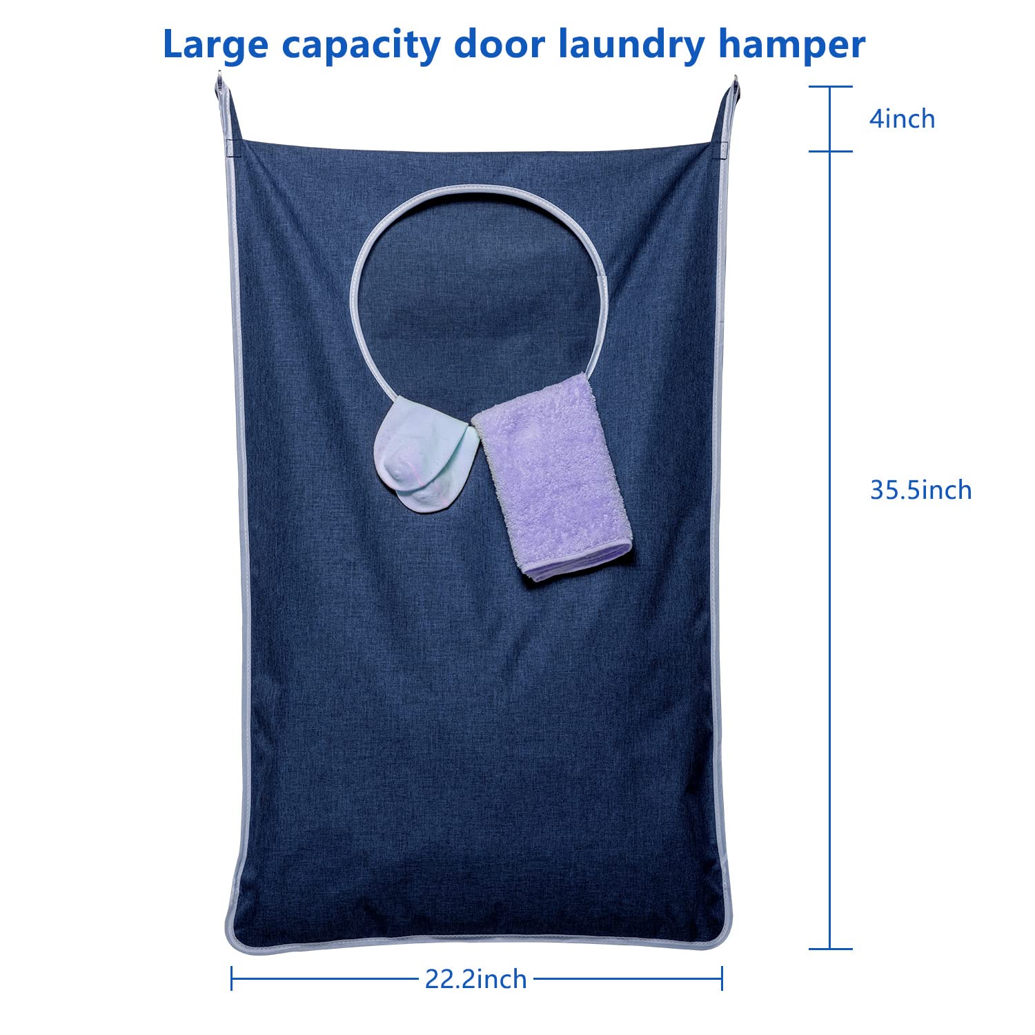 Fine Living Co. Grote hangende wasmand met haken en lijm, duurzame ruimtebesparende waszak met rits en wijd open bovenblad, hangende wasmand voor slaapzalen (beige-L