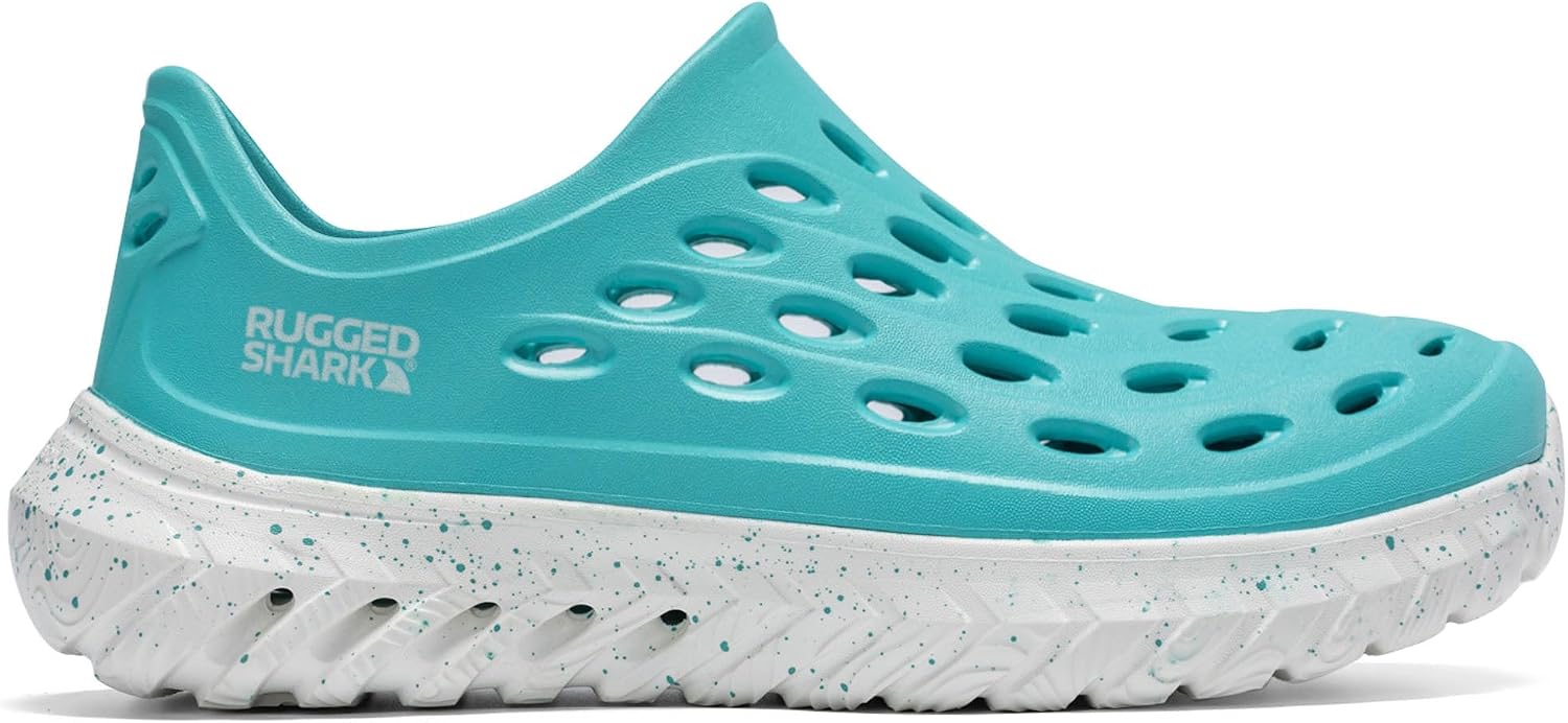 RUGGED SHARK Ladies Rift Slip-On Water Shoes – Quick-Dry EVA, AQUAFLO® Drainage, Ventilated, Lightweight, Textured Footbed, Easy On/Off, Perfect for Beach, Pool, and Outdoor Adventures