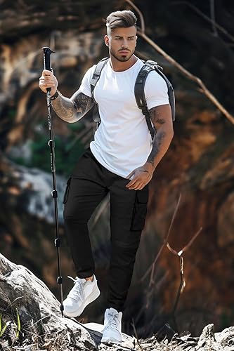 Miniatura 5 de GINGTTO Mens Outdoor Hiking Convertible Pants Slim Fit Stretch Cargo Joggers Lightweight Work Pants for Men