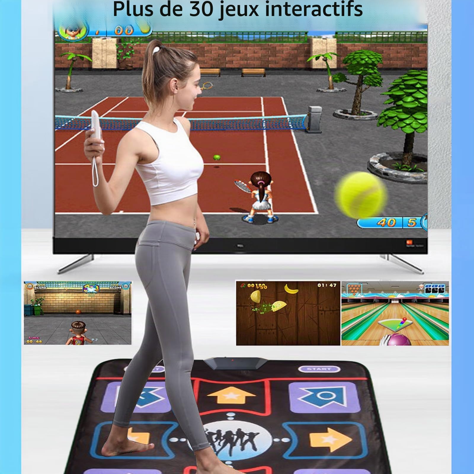 Tapis de Danse pour Enfants et Adultes, Dance matélectronique Musical, Dance Mat pour l'exercice et Les Jeux, Dance Mat pour garçons et Filles de 3 Ans et Plus, Bleu.