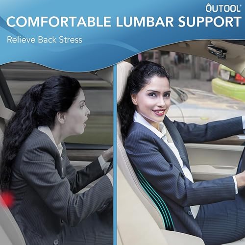 Miniatura 5 de QUTOOL Almohada de apoyo lumbar para silla de cocheoficina, cojín de respaldo de espuma viscoelástica para asiento de automóvil, correa ajustable