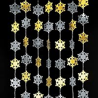 Vista 3 de 116 piezas de decoraciones iridiscentes de copo de nieve – Adornos colgantes de Navidad y guirnalda para vacaciones de invierno en el país