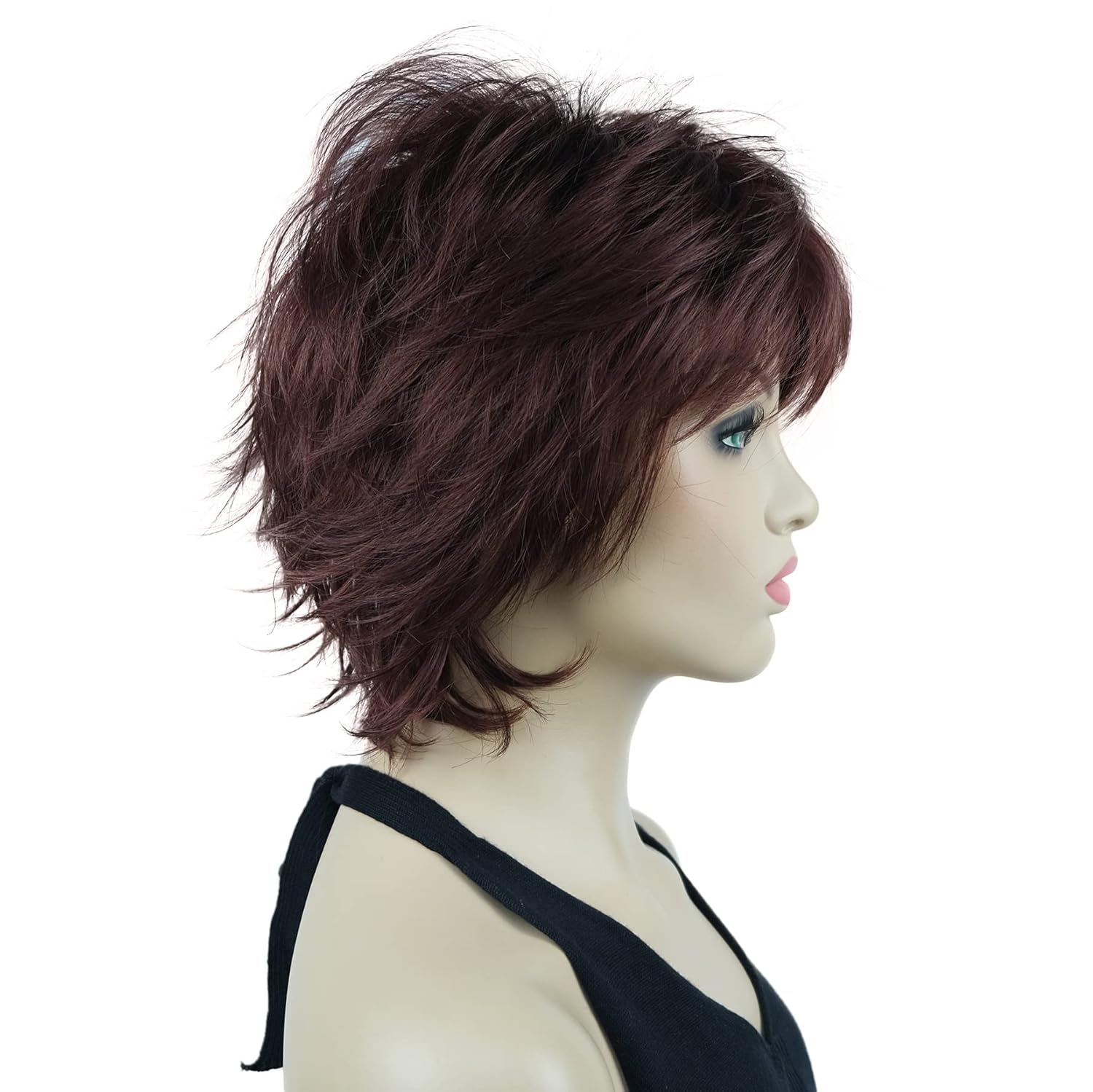 Lydell Short Layered Shaggy Wavy Full Synthetic Wigs (33A Dark Auburn) - Image 4