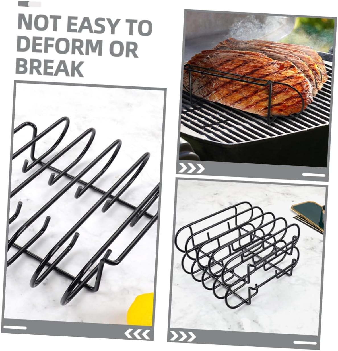GANAZONO Stainless Steel Grill Rack for Barbecue Portable Roasting Support for Chicken and Ribs Durable Outdoor Grilling Tool for Camping and Picnics