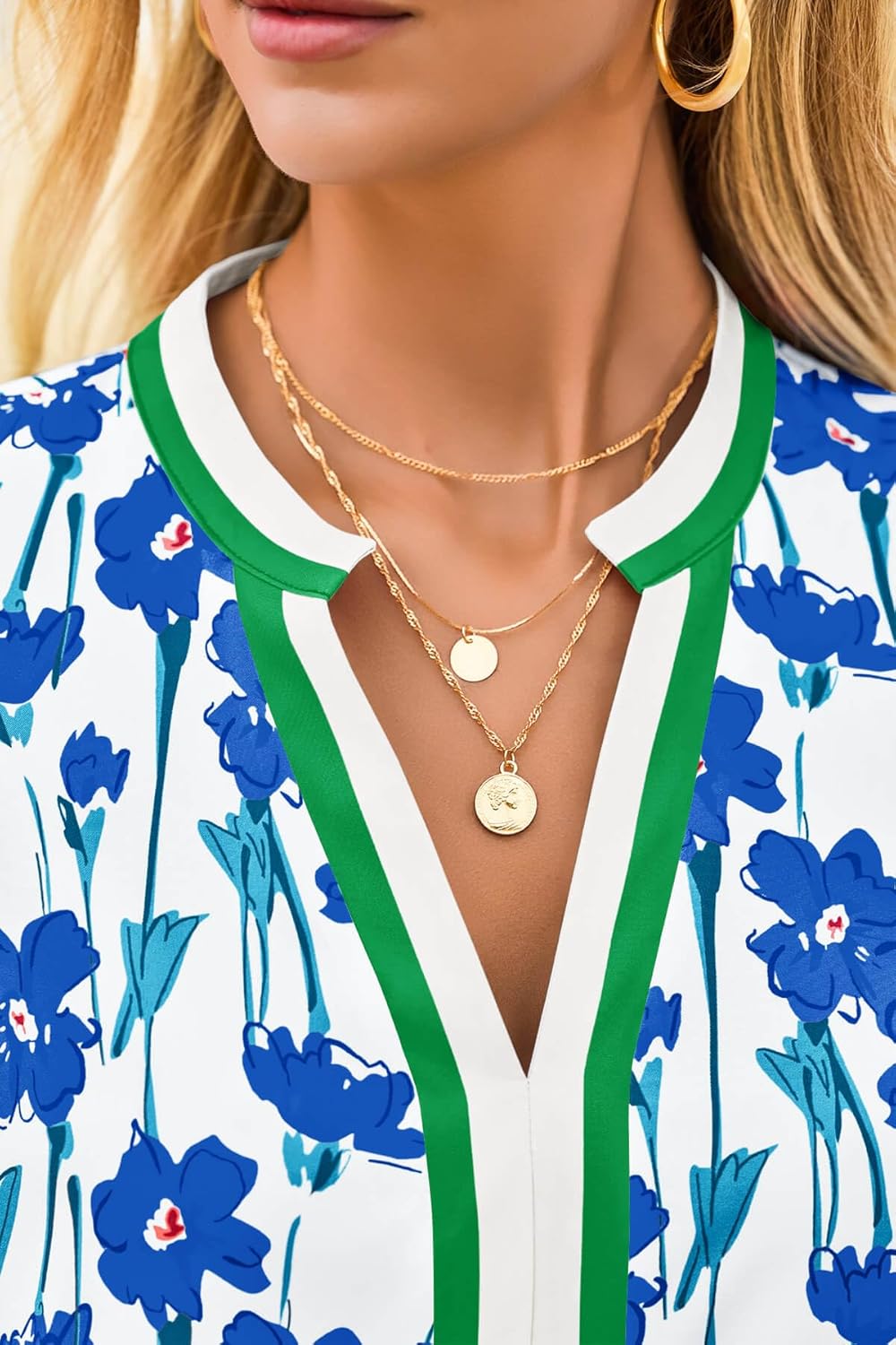 Cicy Bell Womens V Neck Floral Mini Dress Short Puff Sleeve Patchwork Summer Casual Boho Dresses - Image 4