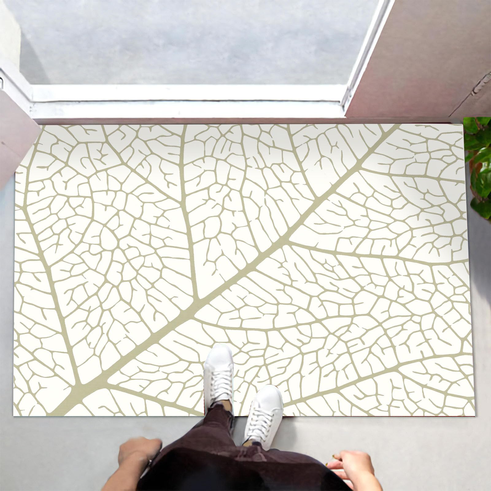 Felpudo de entrada lavable y resistente con elegante diseño botánico