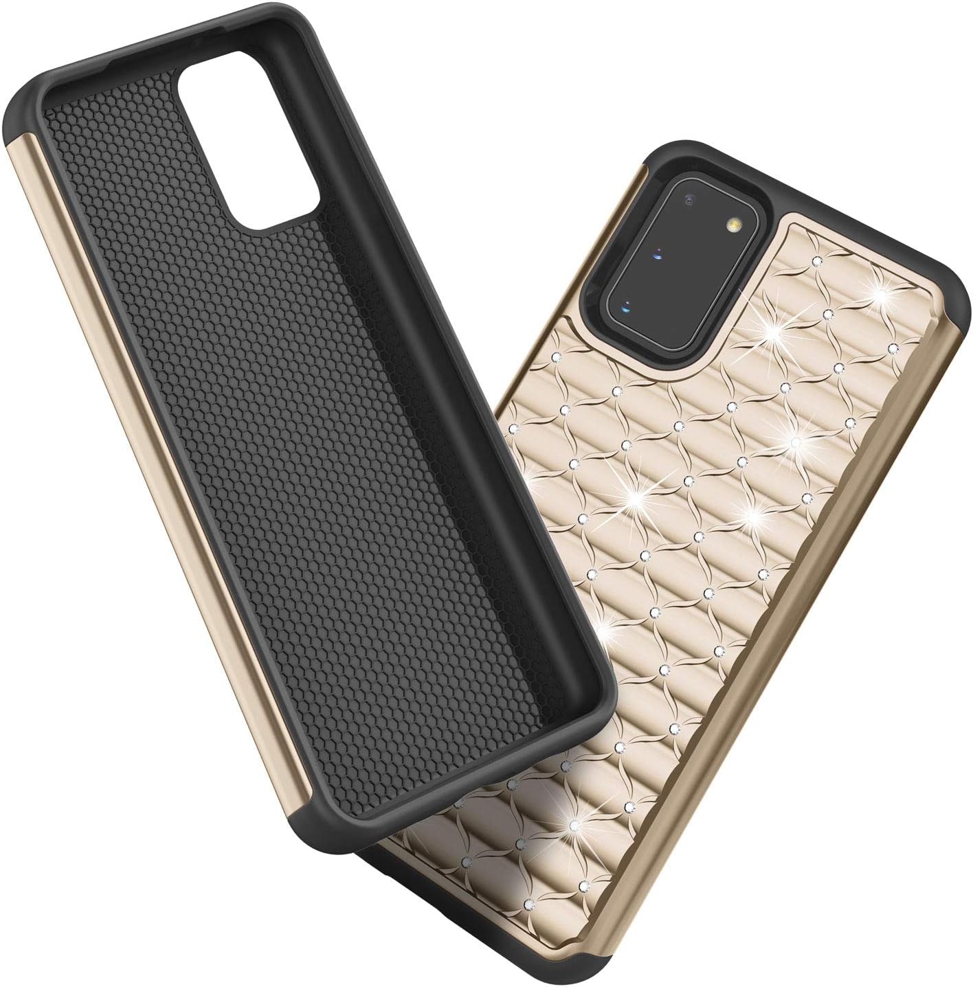 TILL for Galaxy S20 Case, Galaxy S20 5G Phone Case for Girl, Studded Rhinestone Crystal Bling Diamond Sparkly Luxury Shock Absorbing Hybrid Defender Rugged Slim Glitter Cute Case Cover [Gold]