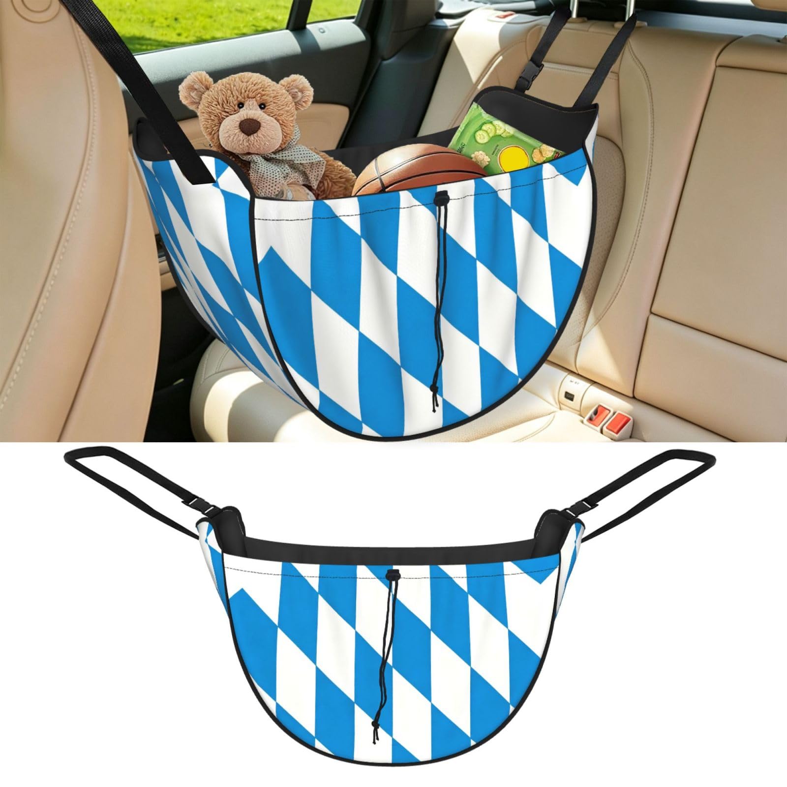 Cntdbu Black Bavarian Diamond Car Seat Organizer-Backseat Storage Bag For Travel