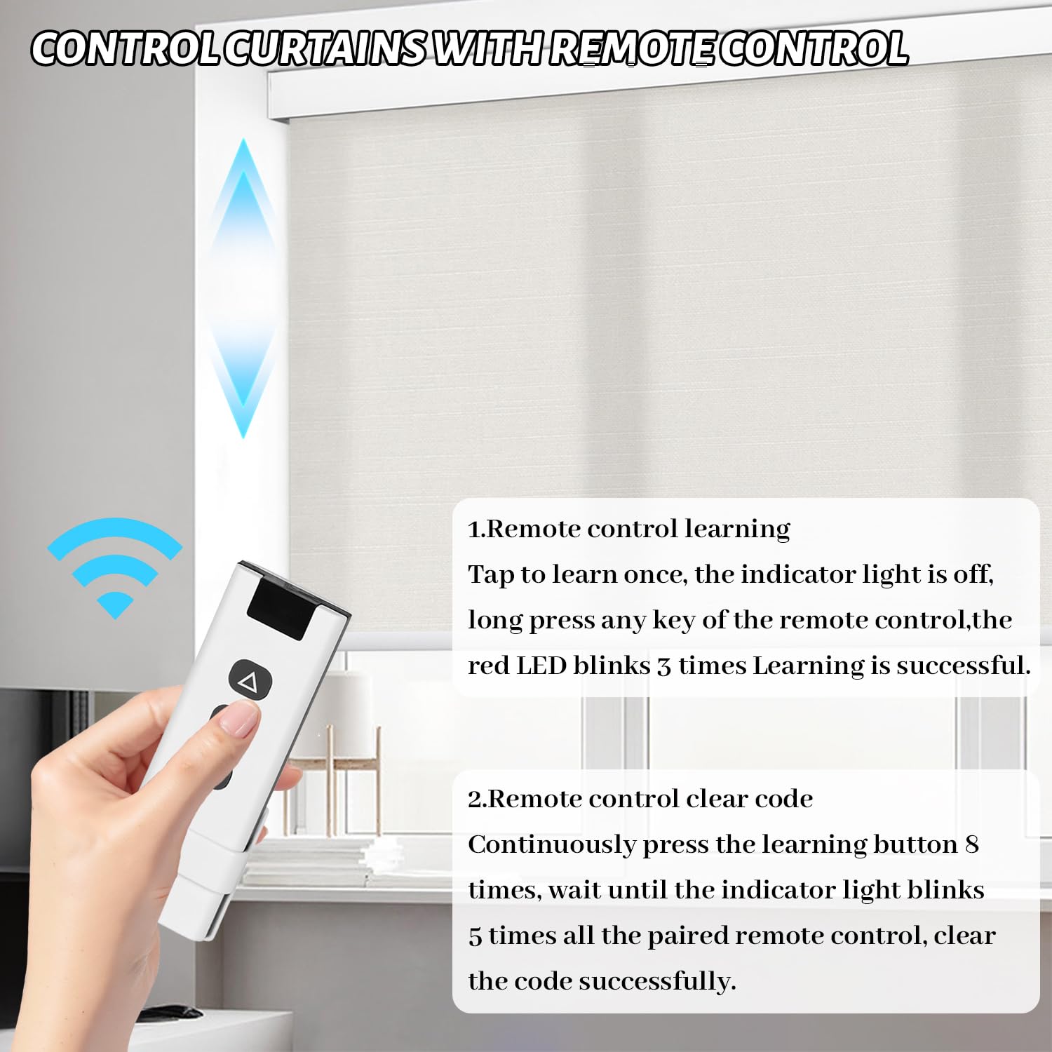 2 Pièces Kit Interrupteur Sans Fil, Interrupteur Volet Roulant Connecté Avec RF Télécommande et Module de Réception, pour Commande de Rideau ÉLectrique, Module Volet Roulant Connecté