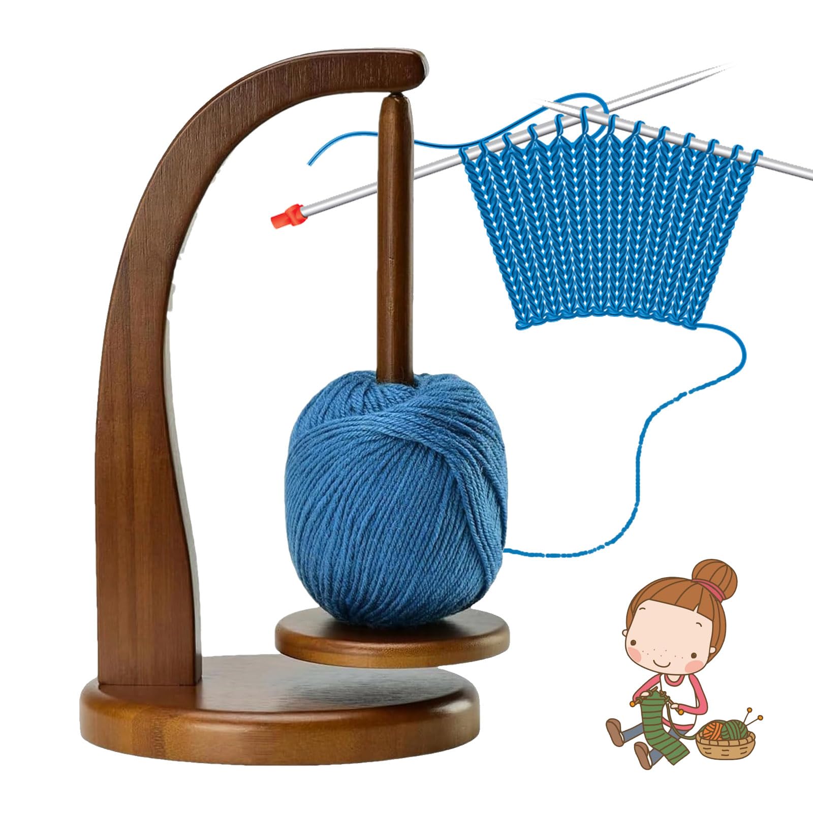 Karpix B Wool Unwinder, Magnetic Wool All Holder, Wool Holder Rotating, Yarn Holder, Wooden Yarn Spinner, Crochet For Knitting Lovers (B)