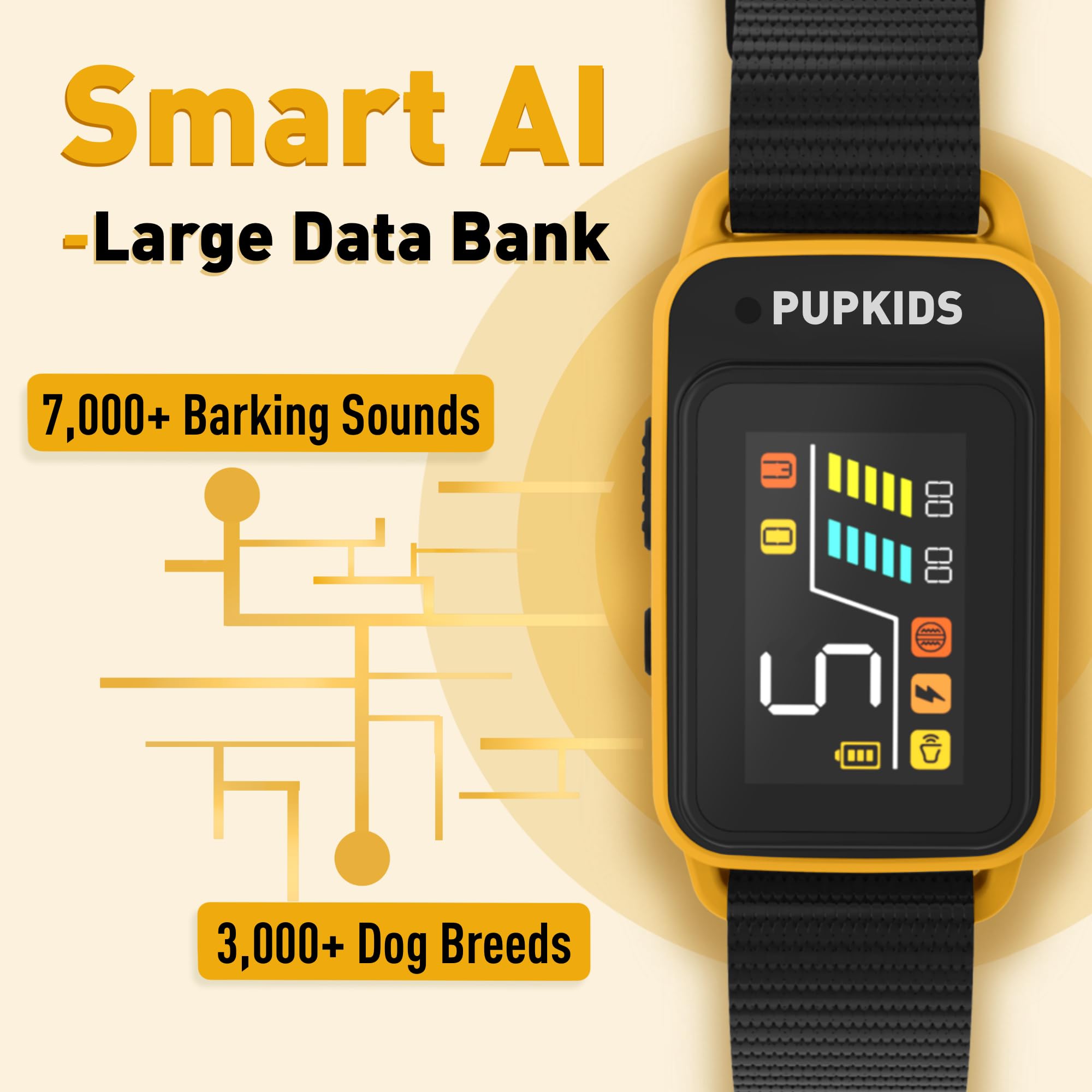 PUPKIDS 2024 AI Dog Bark Collar for Medium Large Dogs - 2 in1 No Shock & Safe Shock Bark Collar with 5 Sensitivities - IPX7 Waterproof Anti-Barking Device for Small Dogs(10-120 lbs)