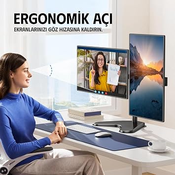 Ergoflex EF42 Steel Design 13-27 Desktop Monitor Stand with 2-8 kg Double Arm Lift