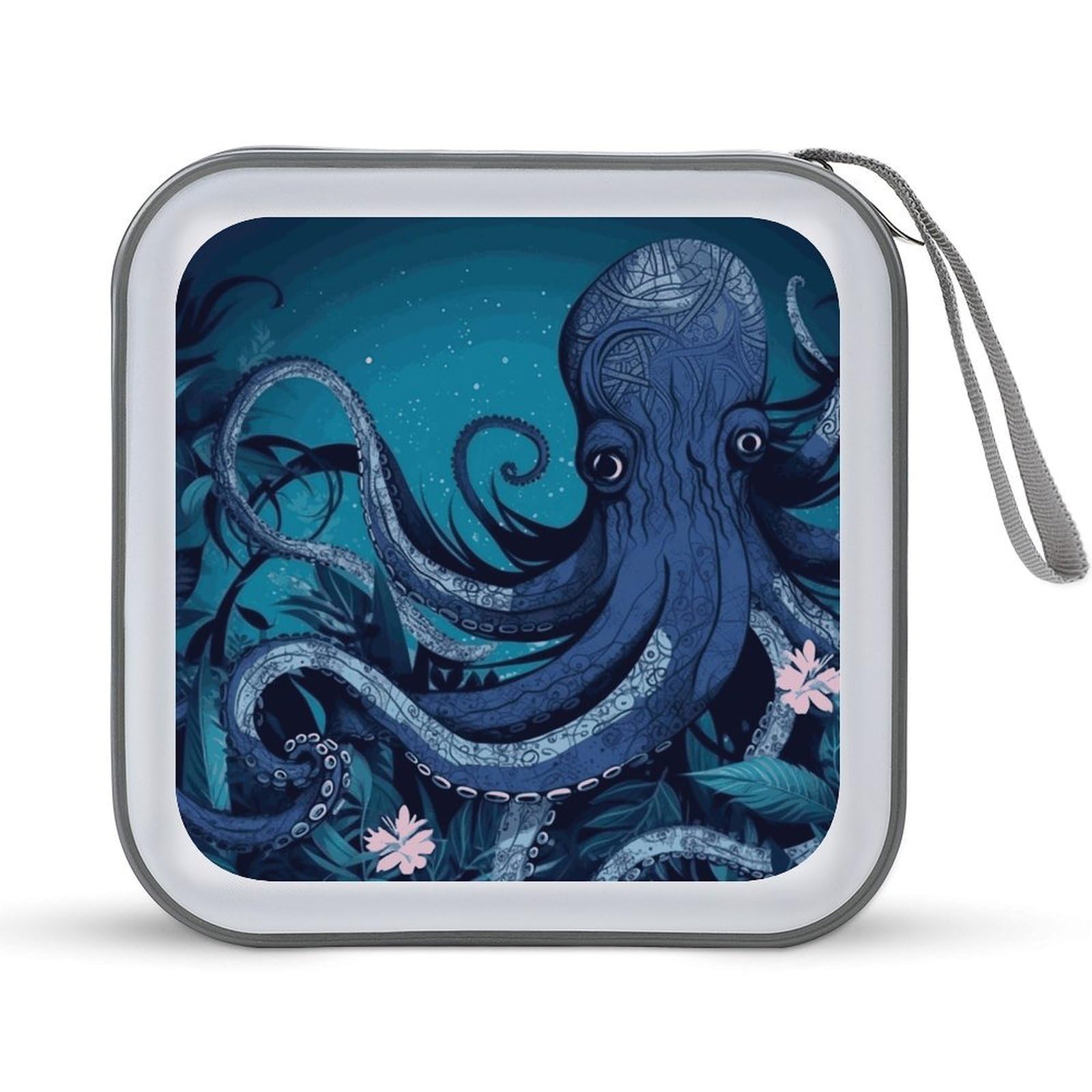VstaDank - 40 Capacity Protective Case, Blue Octopus Tentacles Design, 40 Capacity Storage Organizer, Brochure Folder, Portable Album, Car Disc Portfolio