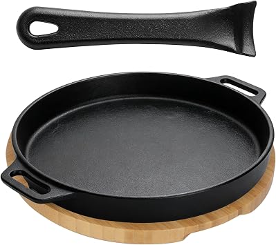 10" Round Cast Iron Skillet Set for Pizza, BBQ, Stovetop & Outdoor Use