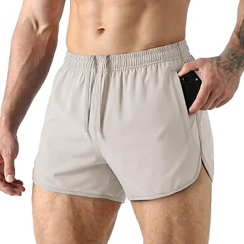 Lightweight Running Shorts Mens 3 Inch with Zip Pocket Training Trousers Short Trousers