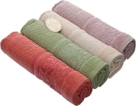 طقم السويدي، 4 فوط مقاس 60*120 قطن 100%، معالج ضد الوبرة والانكماش ، Multicolor - 18010 - 118