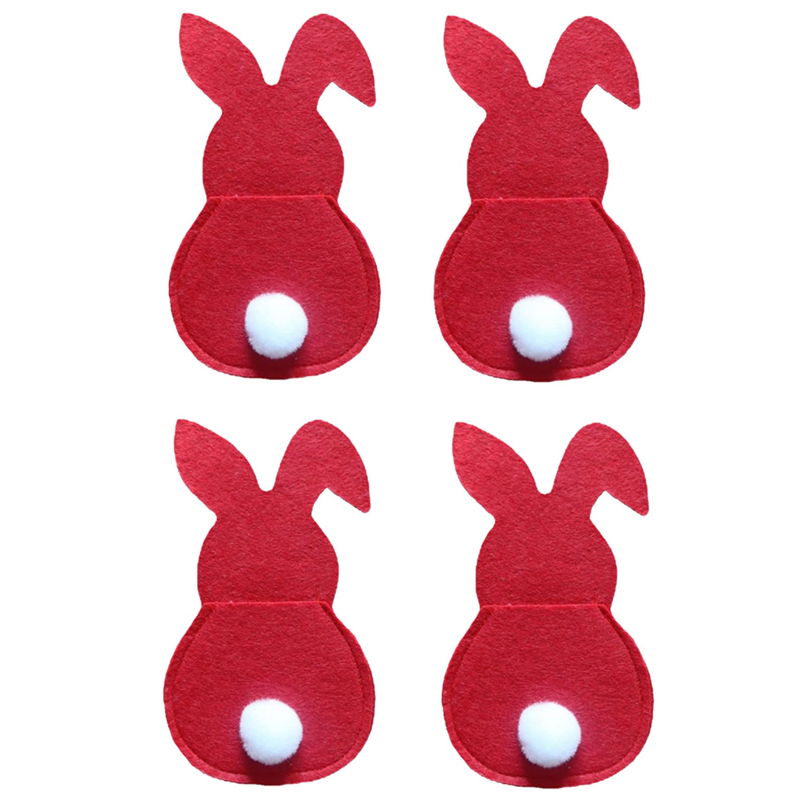 Msioytog Red 4Pcs Easter Fork Holder Silverware Decorative Bags Accessory For Easter Festival Party Dining Table Cutlery Holder