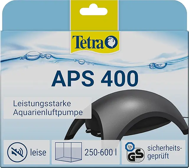Tetra APS 400 Luftpumpe - Leise Membran-Pumpe für Aquarien 250-600 L, Schwarz
