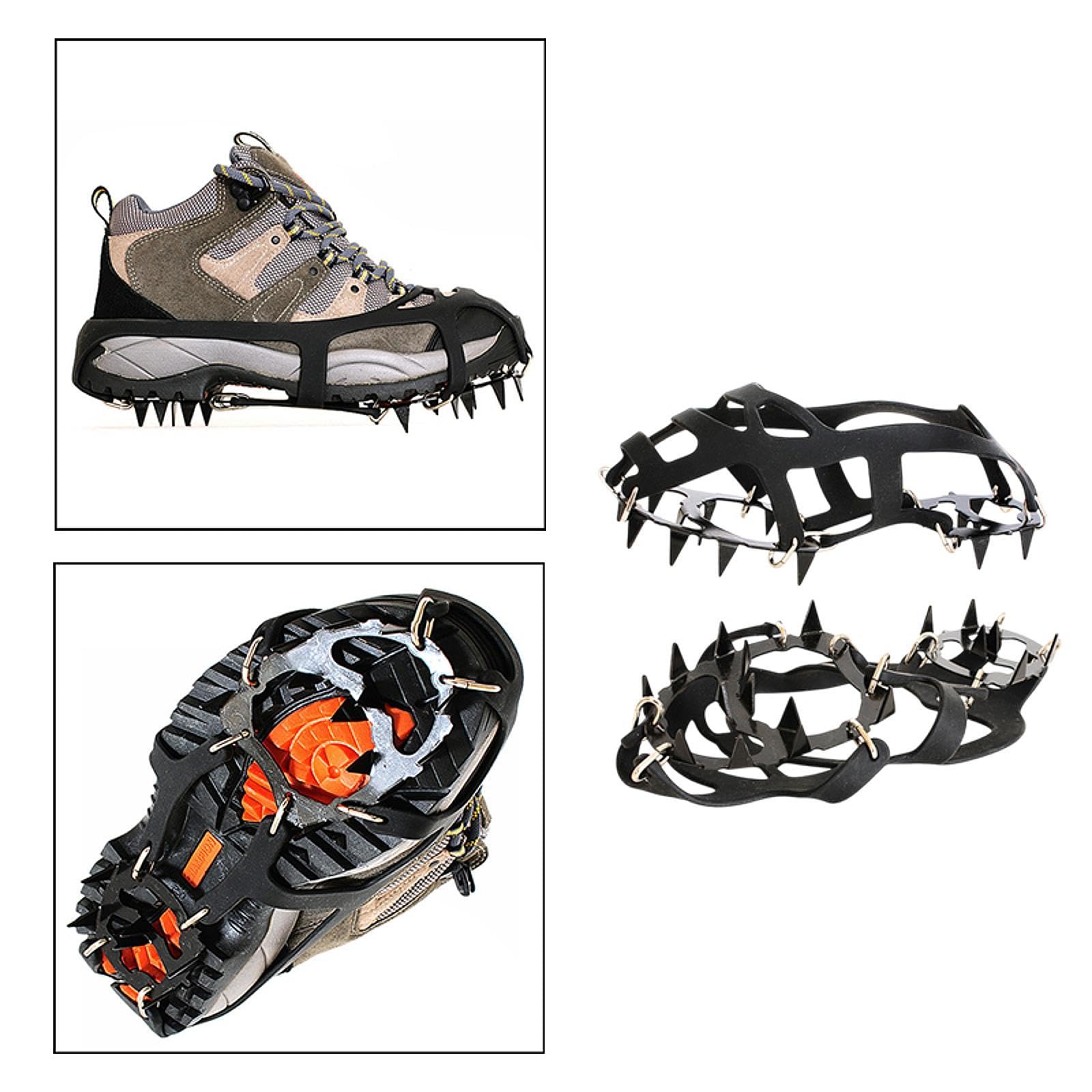 LOVIVER Crampons Chaussures Spécial Neige Glace 18 Pointes Silicone Acier Manganèse Adaptés à La Marche Course Plein Air Escalade