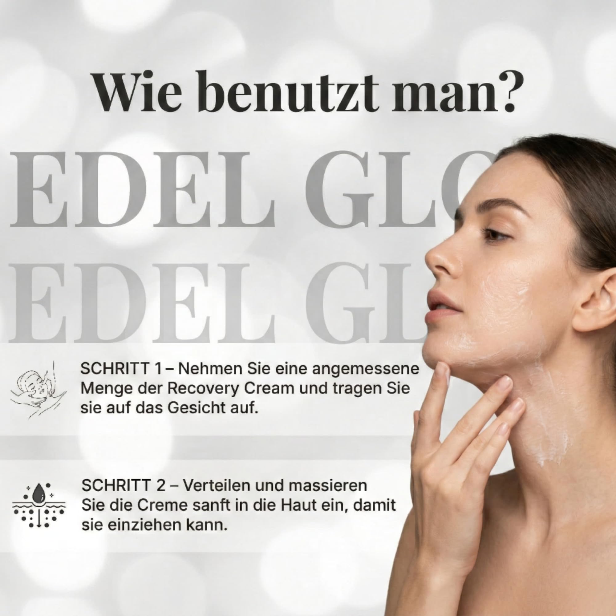 VANINI Crème Recovery Edel Glow – Soin anti-âge & éclaircissant à la Centella, K-Beauty, effet Glass Skin (Dermatest TRÈS BIEN & EVE VEGAN), renforce la barrière cutanée, non collant, 50 ml