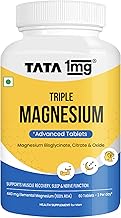 TATA 1mg Triple Magnesium Complex Tablets | Magnesium Glycinate, Citrate & Oxide Supplement | Supports Sleep, Muscle Recovery & Bone Health | Reduces Cramps & Stress – 60 Veg Tablets
