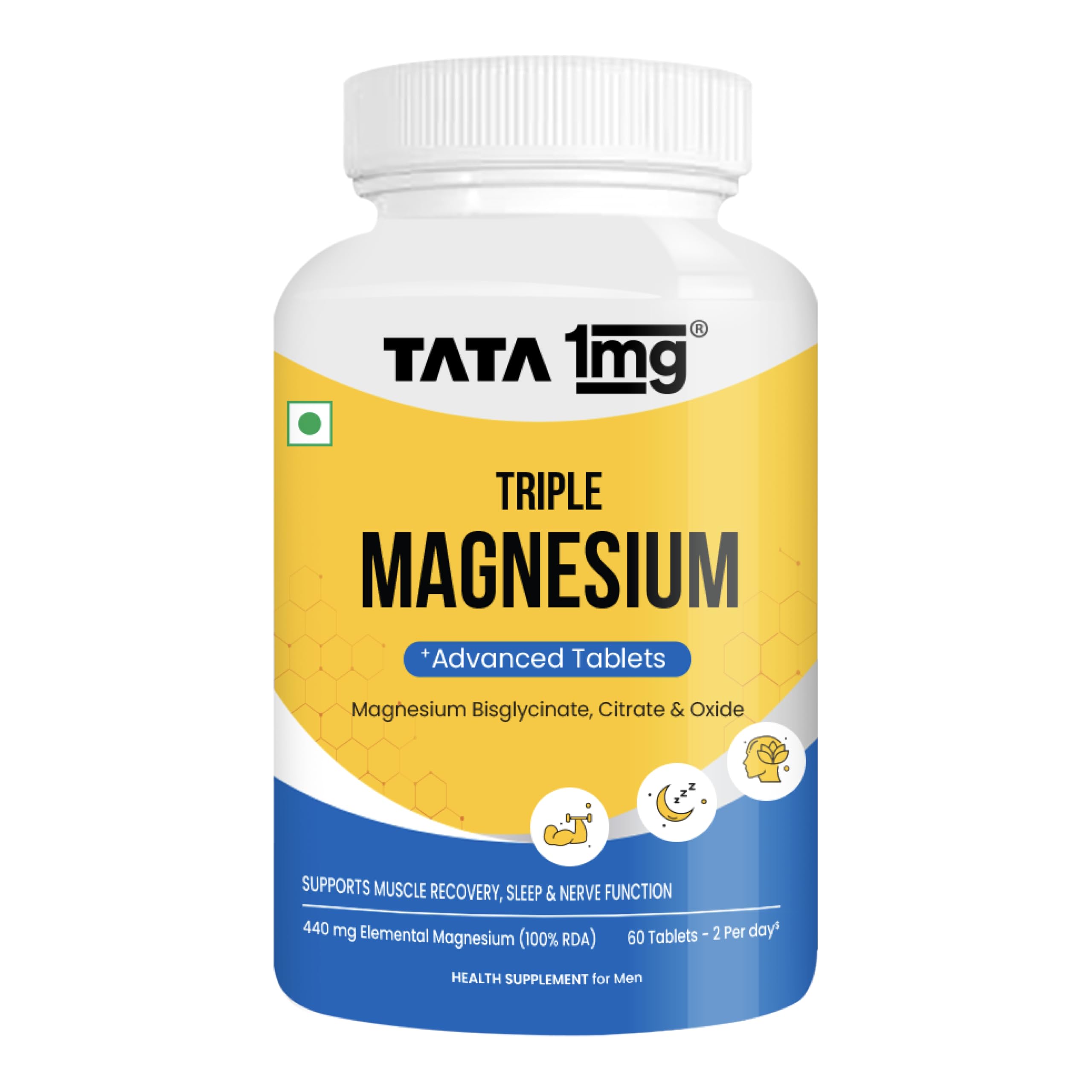 Tata 1mg Triple Magnesium Complex Tablets | Magnesium Glycinate, Citrate & Oxide Supplement | Supports Sleep, Muscle Recovery & Bone Health | Reduces Cramps & Stress – 60 Veg Tablets-picture-56