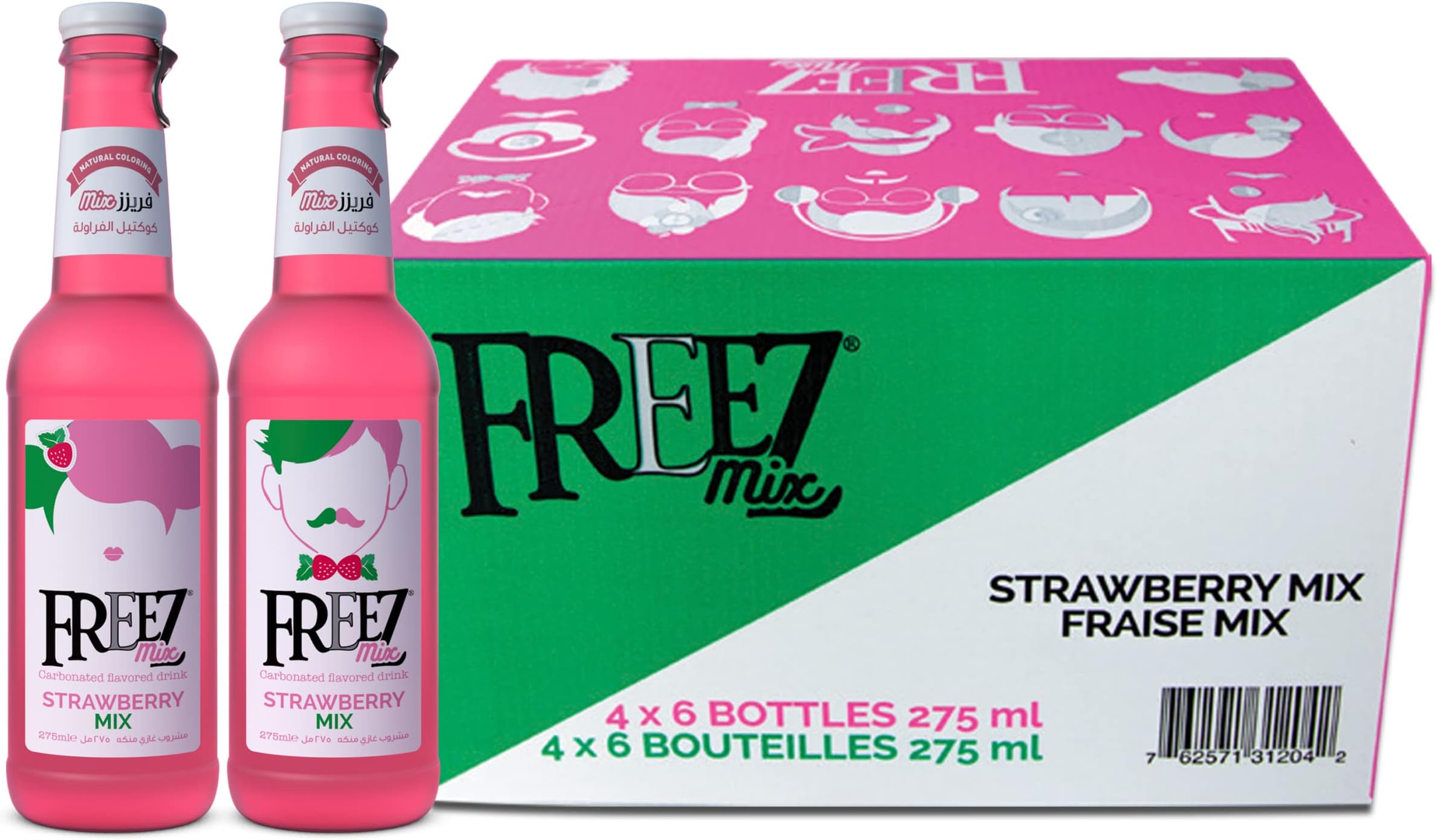 Mix - Strawberry - Non Alcoholic - Carbonated Soda Flavored Cold Drink - 275ml each - Pack of 24