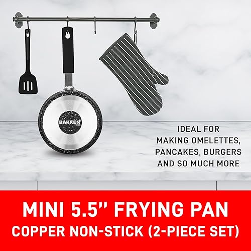 Miniatura 2 de Bakken- Swiss Mini sartén antiadherente de 2 piezas para huevos y tortillas, sartén para huevos 5.5 pulgadas con revestimiento de mármol