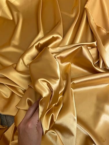 Miniatura 4 de Yard - Tela de satén sedosa elástica de alta calidad, tela para vestidos y faldas, suave como la seda, brillo metálico, ideal para bodas y diseño de